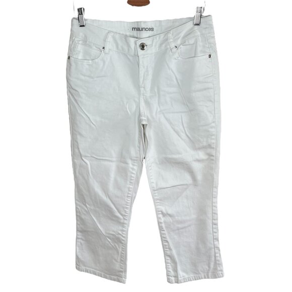 Maurices Womens White Cropped Mid Rise Denim Jeans Size 10 - Picture 1 of 9